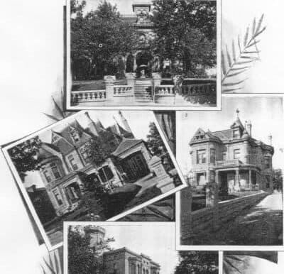 A collage of historic black-and-white photos showcasing elegant architecturally significant houses.